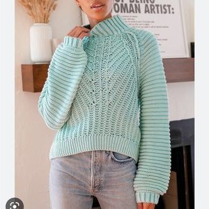 Free People Sweetheart Sweater in Ocean Blue